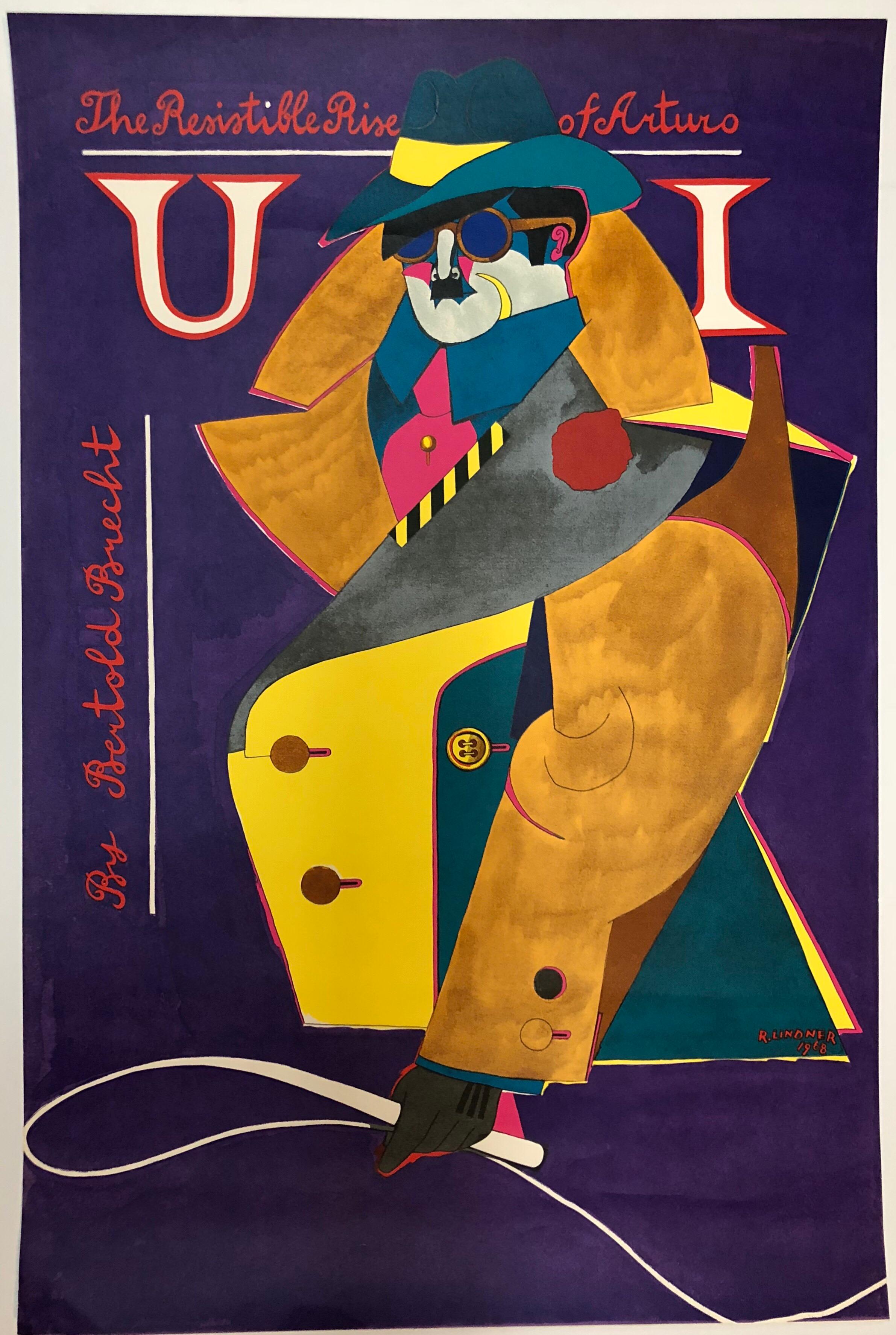 Offset-Lithographie-Poster, „Reistible Rise of Arturo“, Bertold Brecht, Bertold Brecht, 1968, Pop Art – Print von Richard Lindner