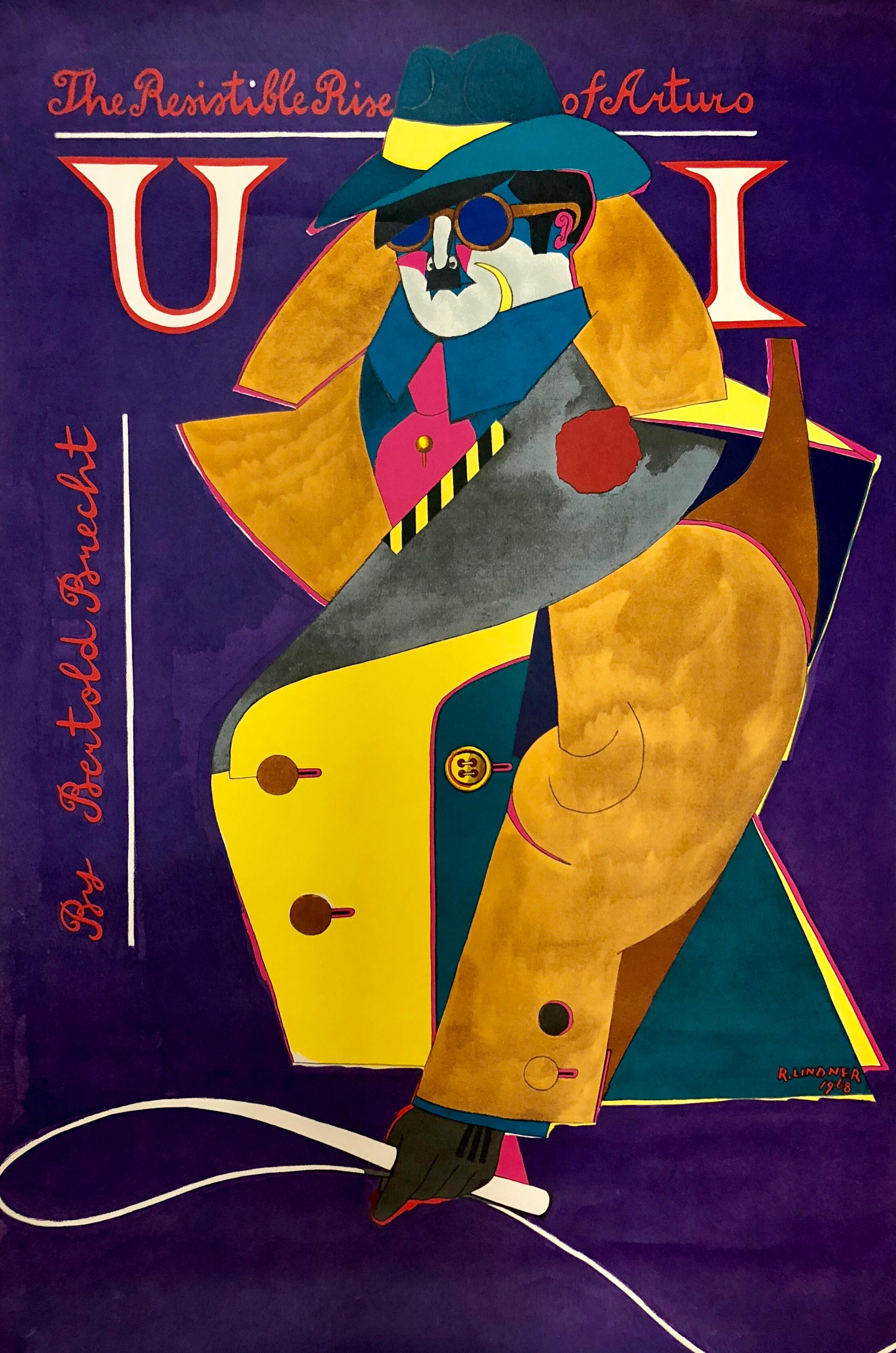 Offset Lithograph Poster Resistible Rise of Arturo, Bertold Brecht 1968 Pop Art