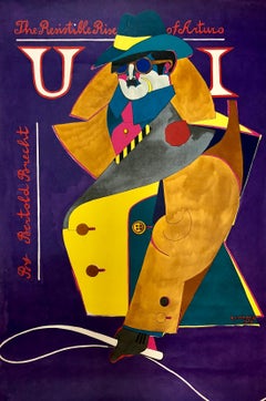 Retro Offset Lithograph Poster Resistible Rise of Arturo, Bertold Brecht 1968 Pop Art