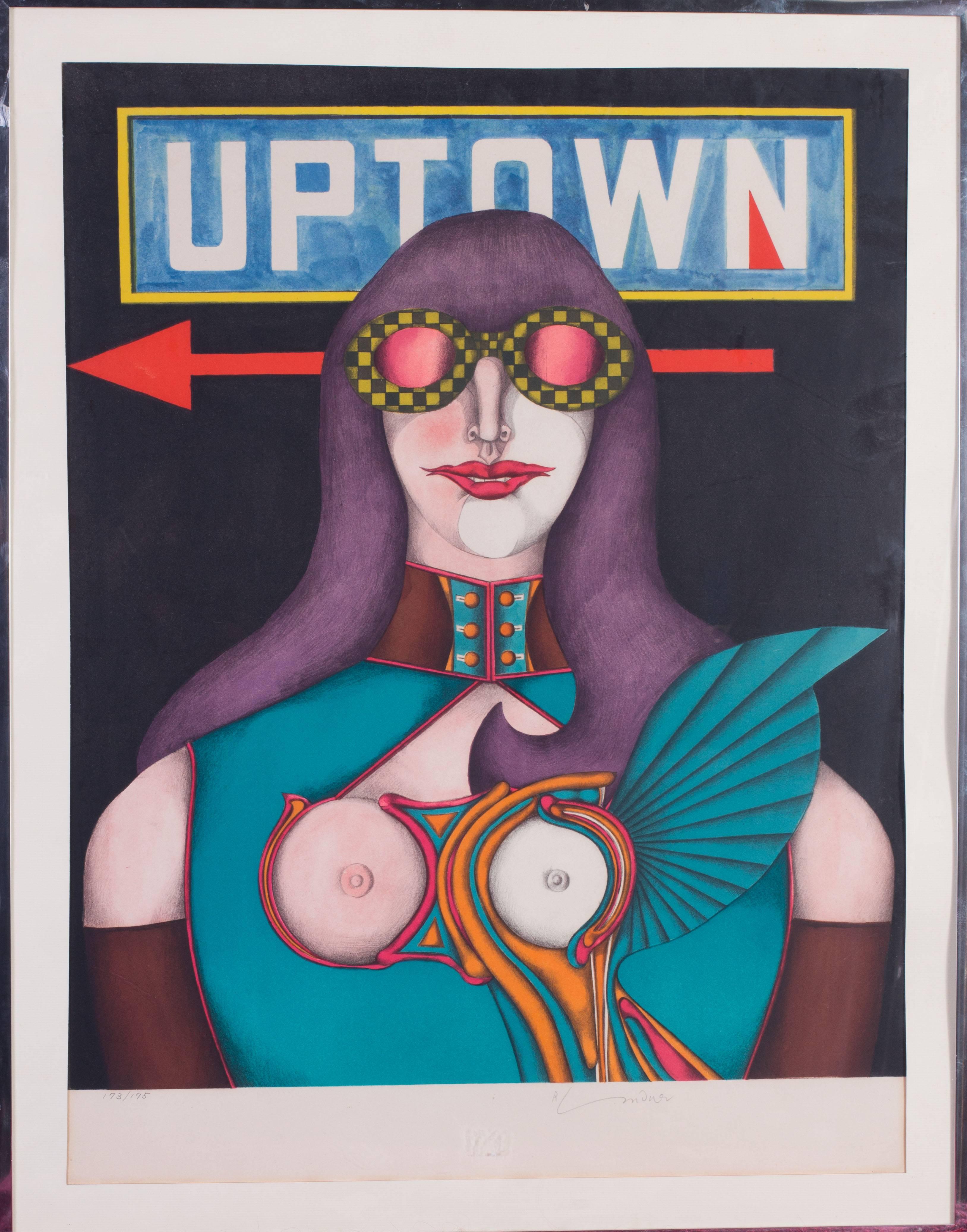Richard Lindner (German / American, 1901 – 1978)
‘Uptown’
Lithograph
Signed ‘R Lindner’ (lower right), inscribed ‘173/175’ (lower left)
29.3/8 x 23in. (74.5 x 58.5cm.) (including frame)

 Born of a German Jewish father and an American mother,