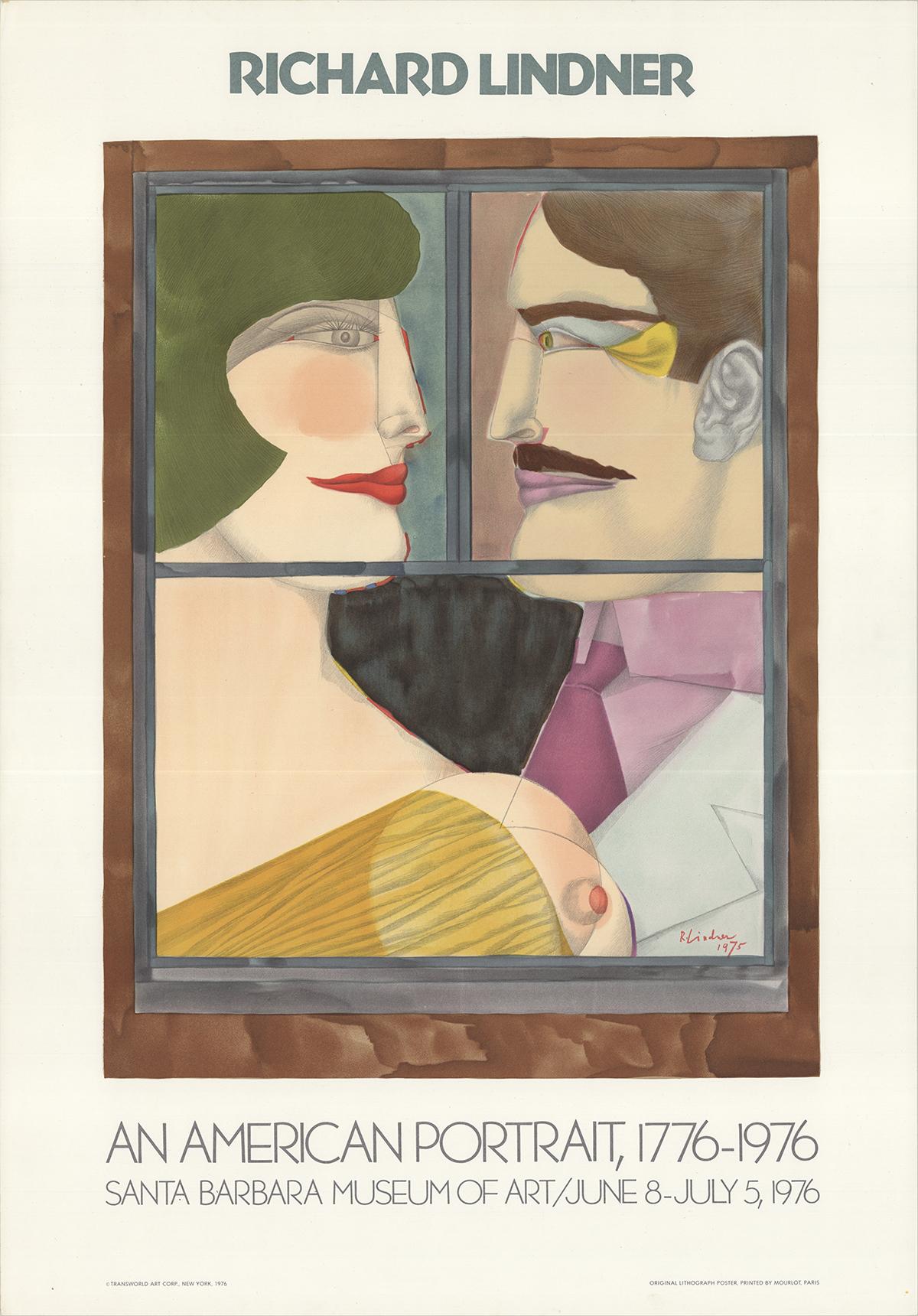 Richard Lindner-An American Portrait-30.5" x 21.25"-Lithograph-1976-Multicolor, Brown
