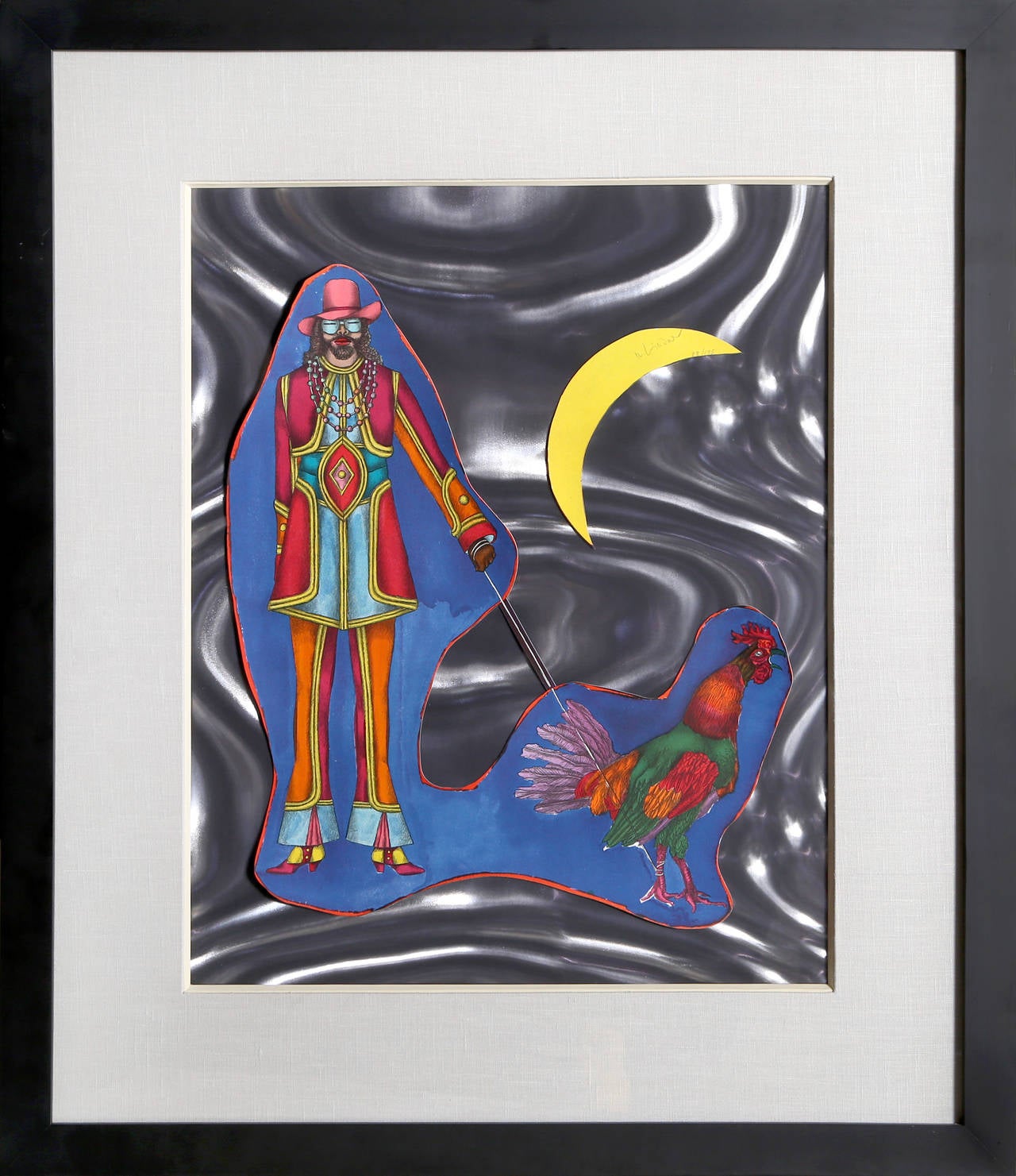 Künstler: Richard Lindner, deutsch/amerikanisch (1901 - 1978)
Titel:	St. Marks
Jahr: 1971
Medium: Lithographie und Collage auf grauem Rowlux, mit Bleistift signiert und nummeriert
Auflage:	88/175
Größe: 25 x 20 Zoll (63,5 x 50,8 cm)
Rahmen: 36 x 31