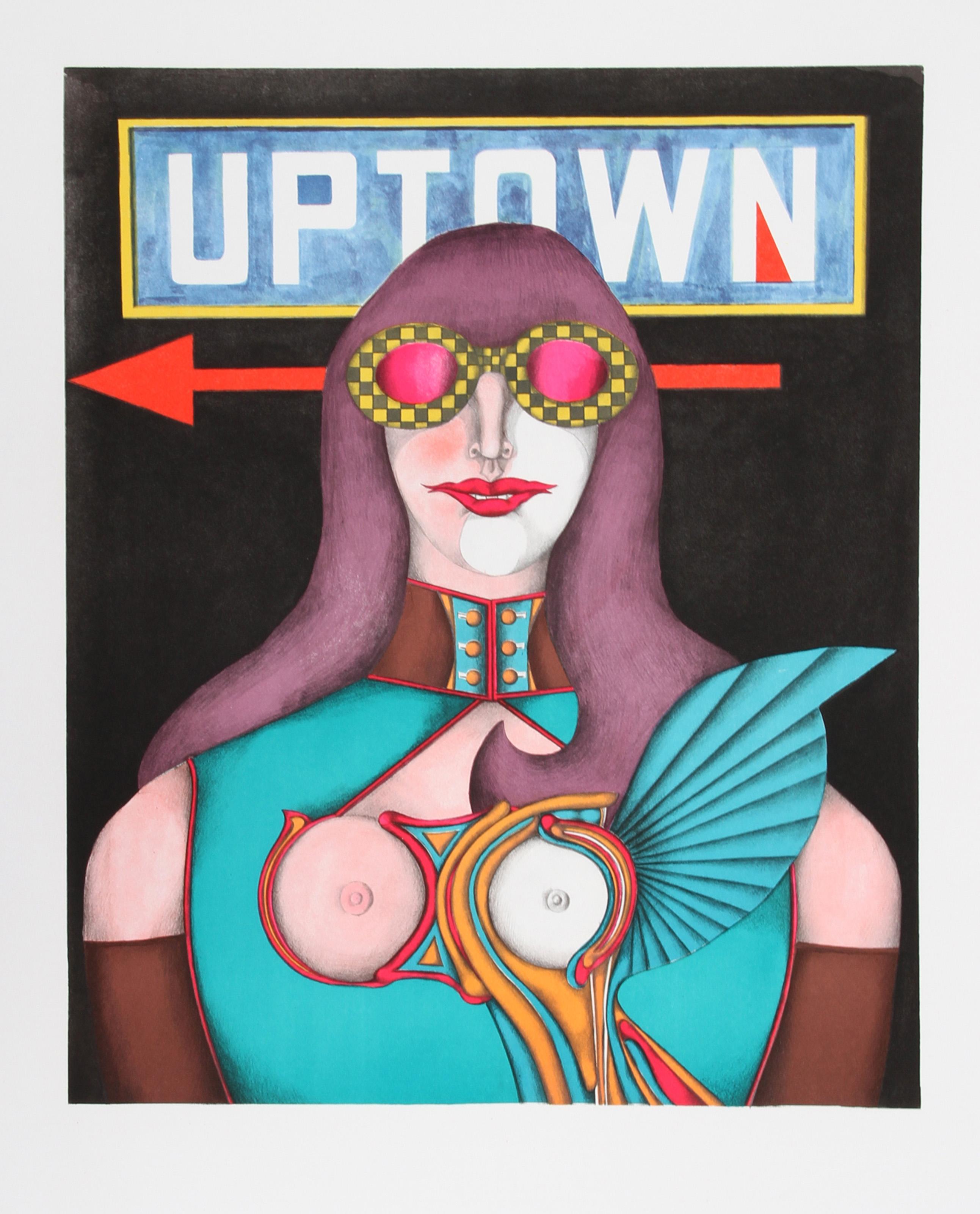 Uptown, Psychedelic Lithograph Poster by Richard Lindner