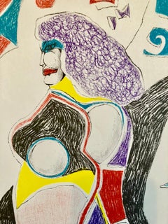 Vintage Modern Lithograph Poster 1960s Pop Art Mod Figure