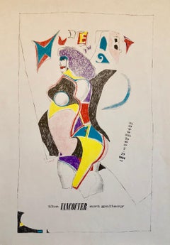 Vintage Modern Lithograph Poster 1960s Pop Art Mod Figure