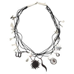 Richard Lindsay Sterling Silver Beaded Multi Charm Pendant Necklace #22736