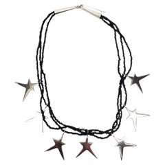Richard Lindsay Sterling Silver Star Beaded Pendant Necklace #22731