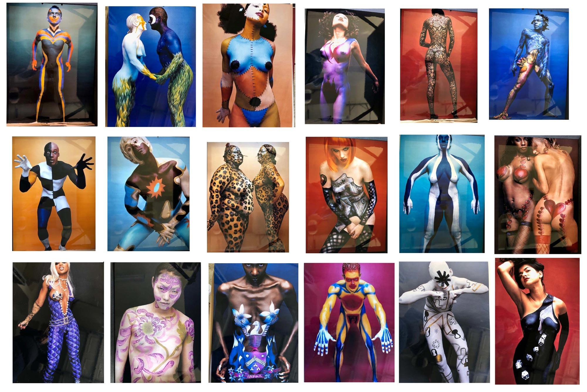 Collection of 54 posters featuring MAC body painting - Photograph by Richard Lohr