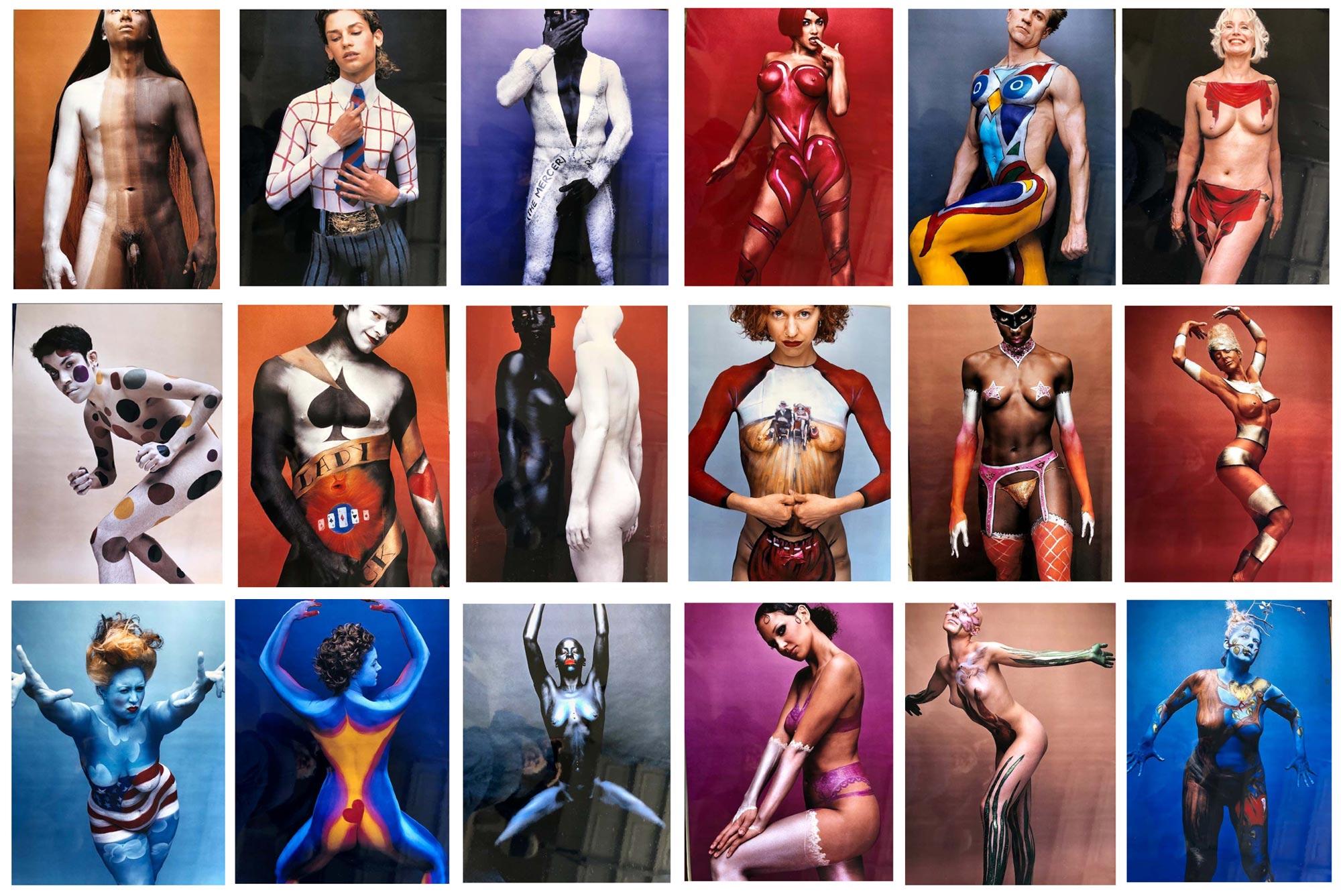 Sammlung von 54 Plakaten mit MAC-Körpermalerei (Schwarz), Color Photograph, von Richard Lohr