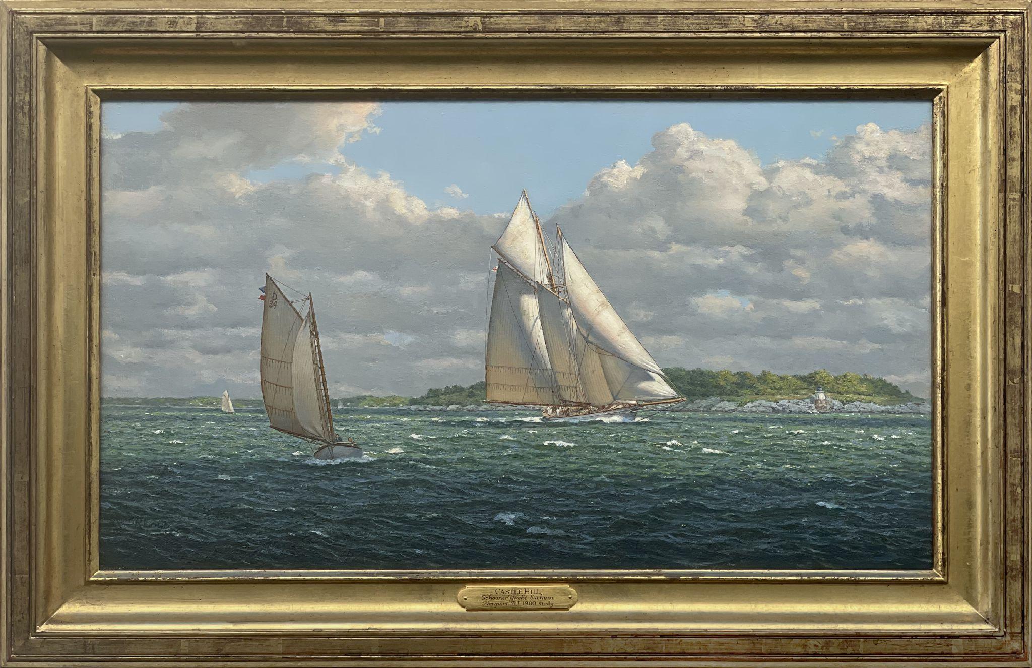 Castle Hill, studio: Schooner Yacht Sachem, 1900 - Painting di Richard Loud