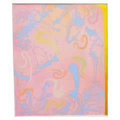 Richard Loving Signé 2000 Swim Huile sur toile Peinture abstraite