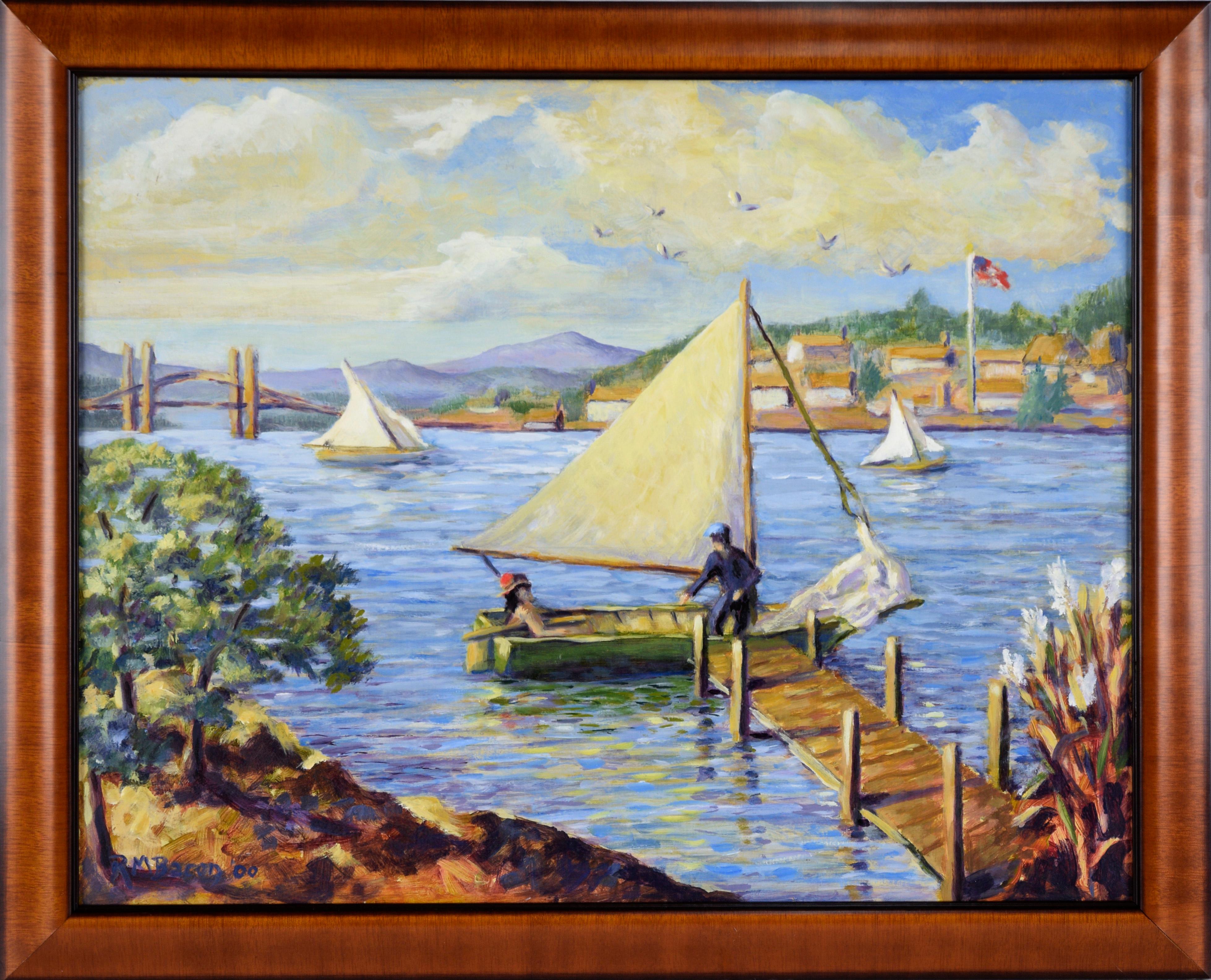 "Setting Off" - Scena nautica ad olio su masonite