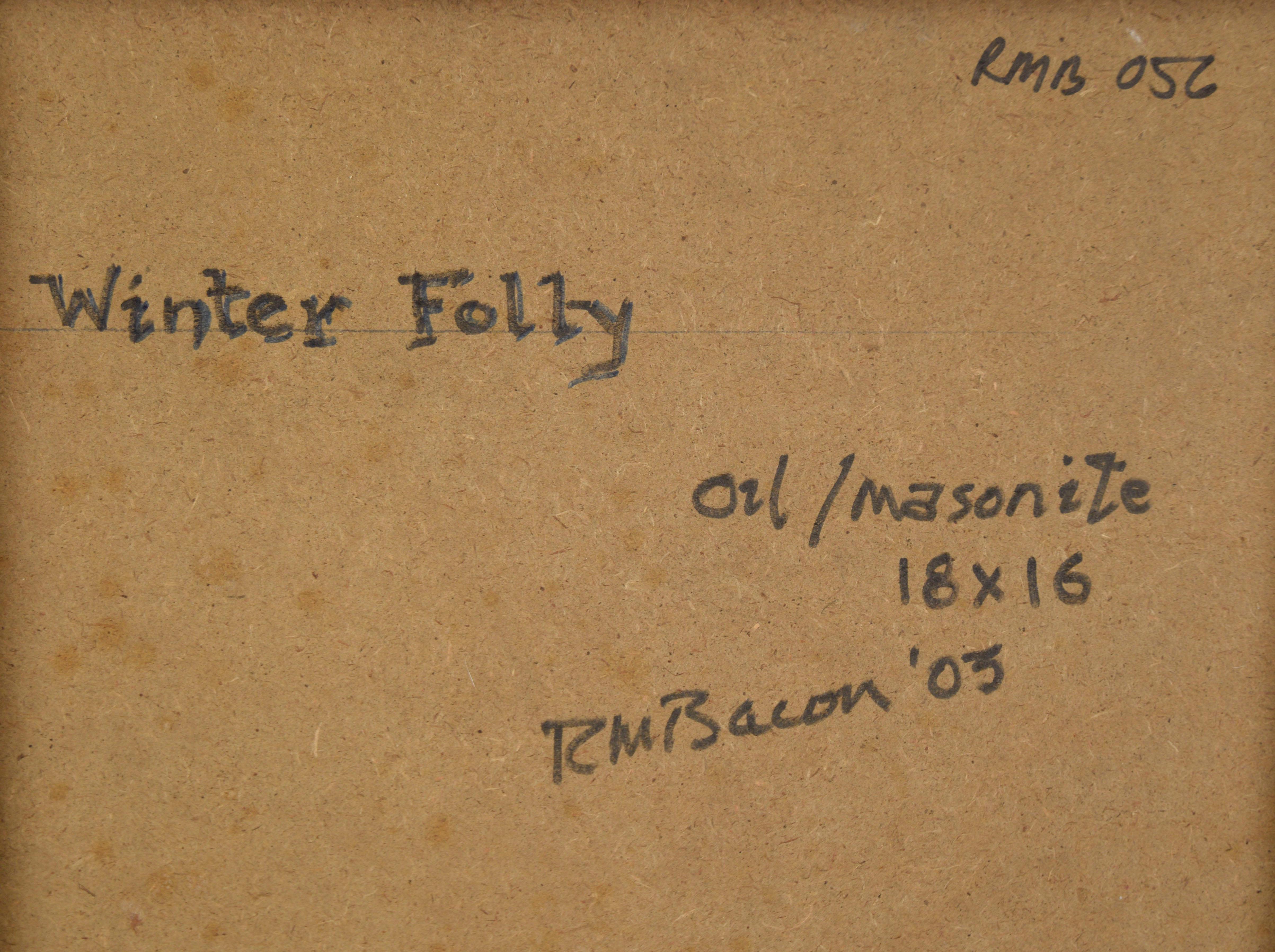 „Winter Folly“ - 2003 Öl auf Masonit im Angebot 1