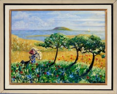"Paseo marítimo" Paisaje al óleo sobre masonita