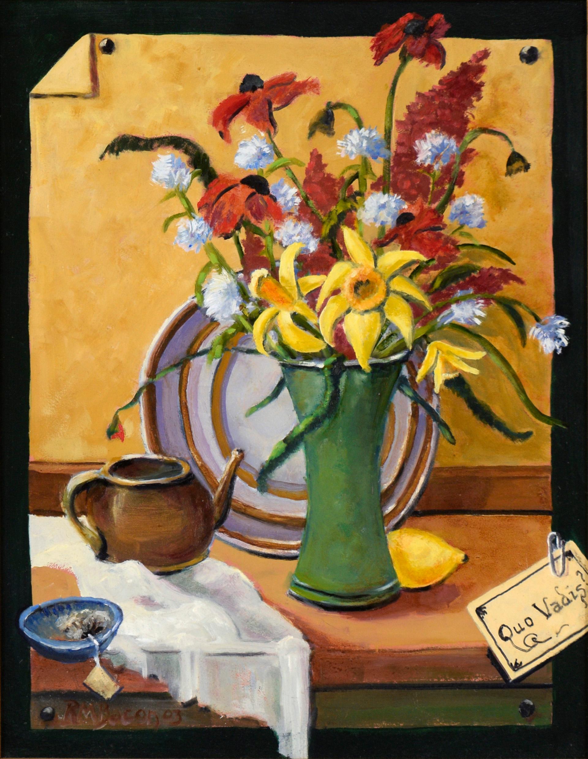 „Quo Vadis“ Trompe l'Oeil-Stillleben in Acryl auf Masonit – Painting von Richard M. Bacon