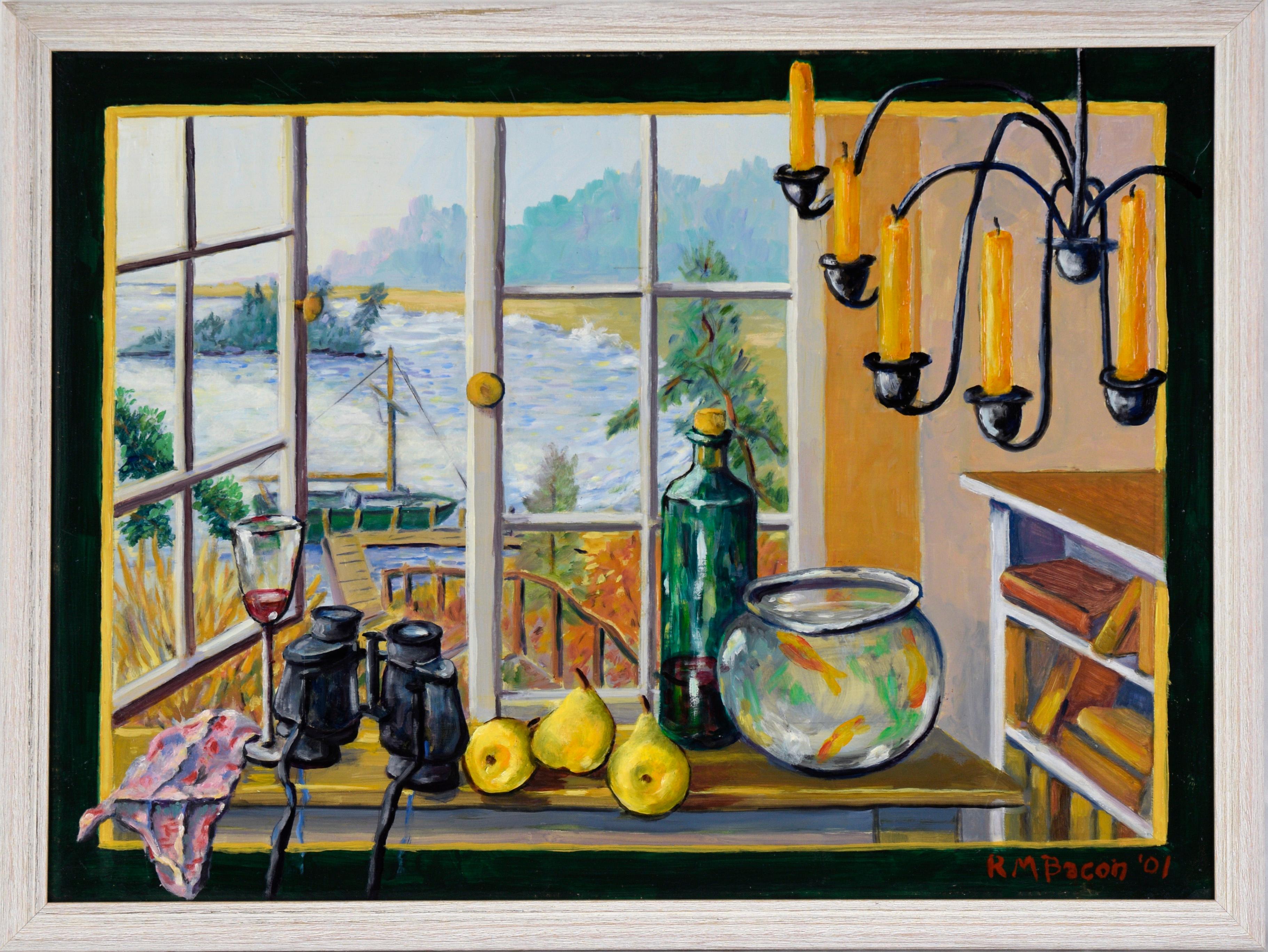 Nature morte et paysage en trompe-l'Oeil à l'acrylique sur Masonite