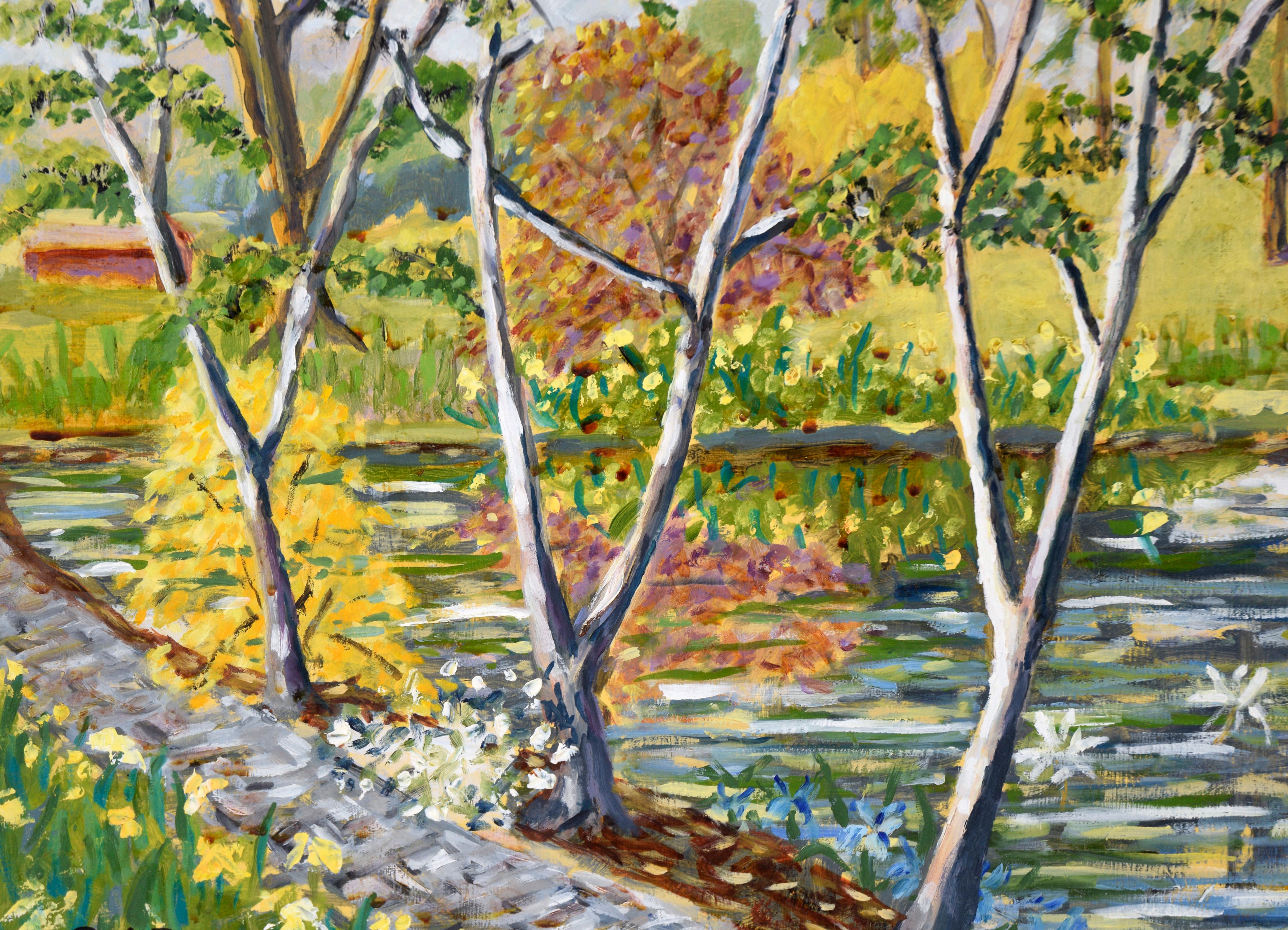 „Wally's Pond“, ländliche Landschaft in Öl auf Masonit, Öl im Angebot 1