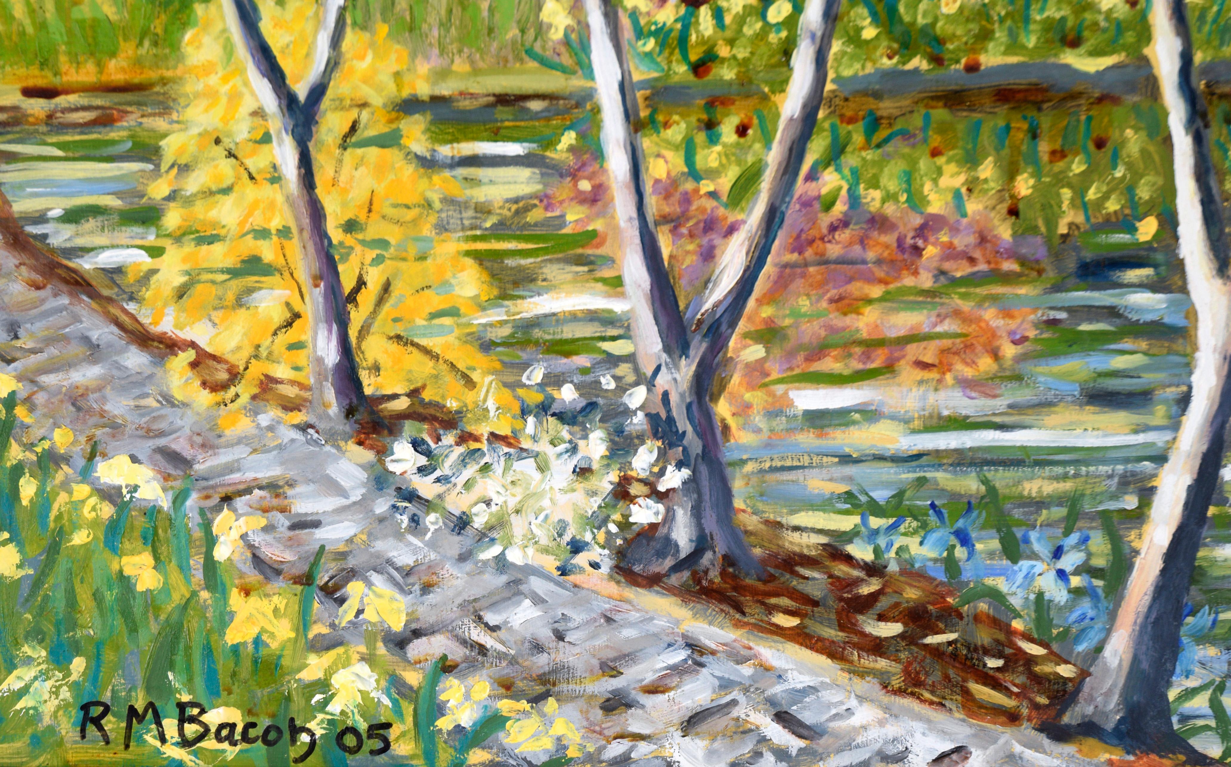 „Wally's Pond“, ländliche Landschaft in Öl auf Masonit, Öl im Angebot 2