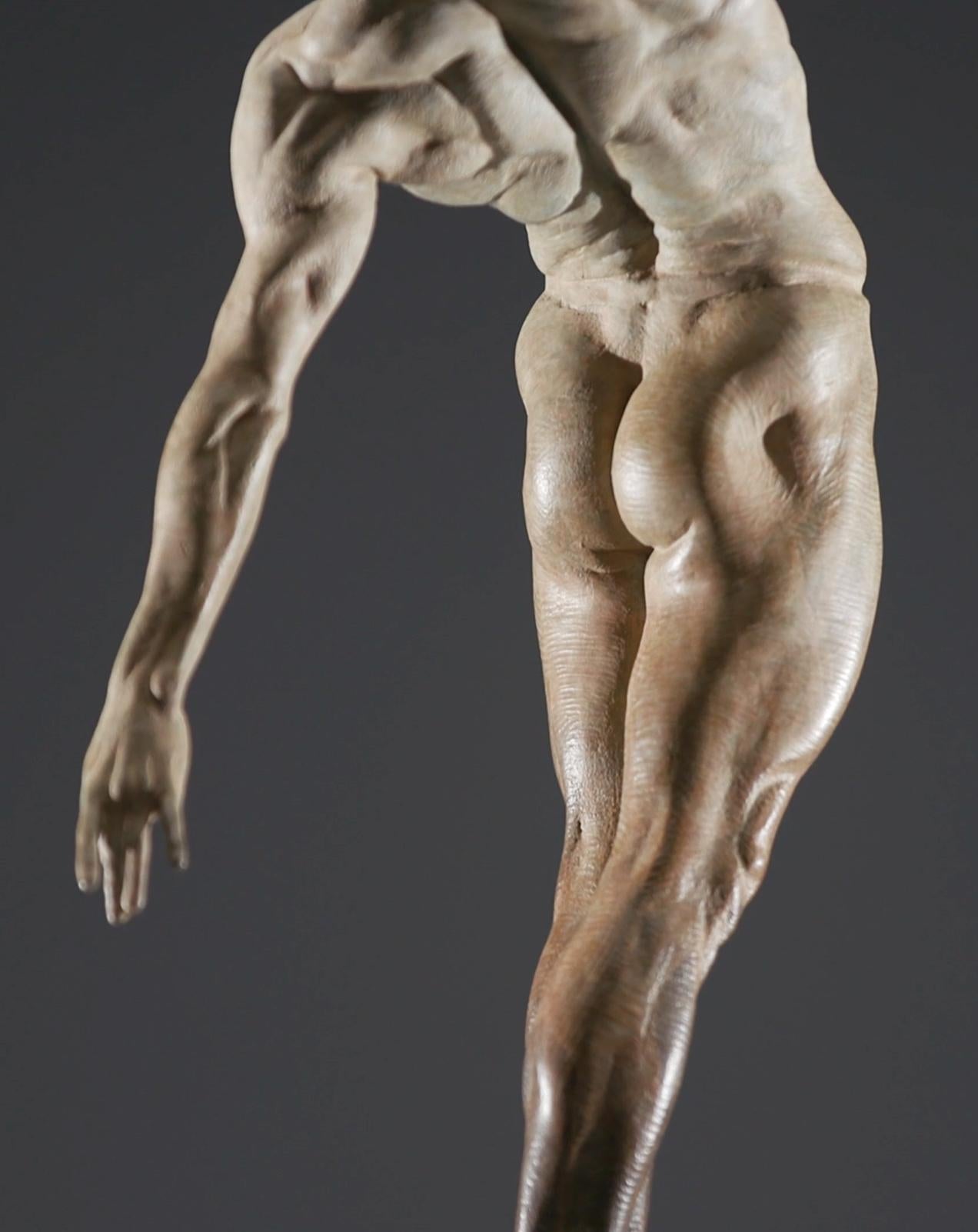 	
In his work entitled Allongé – to elongate or stretch - Richard MacDonald has sculpted the powerful lines of the male and female dancers, accentuating the graceful, yet powerful forms of their bodies. From the front view we see the synchronization