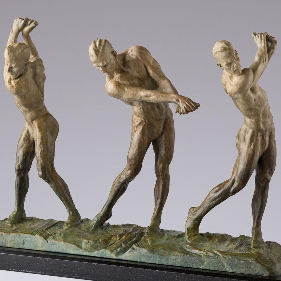 Anatomy of Golf, I, IV and V, Atelier - Gold Figurative Sculpture by Richard MacDonald