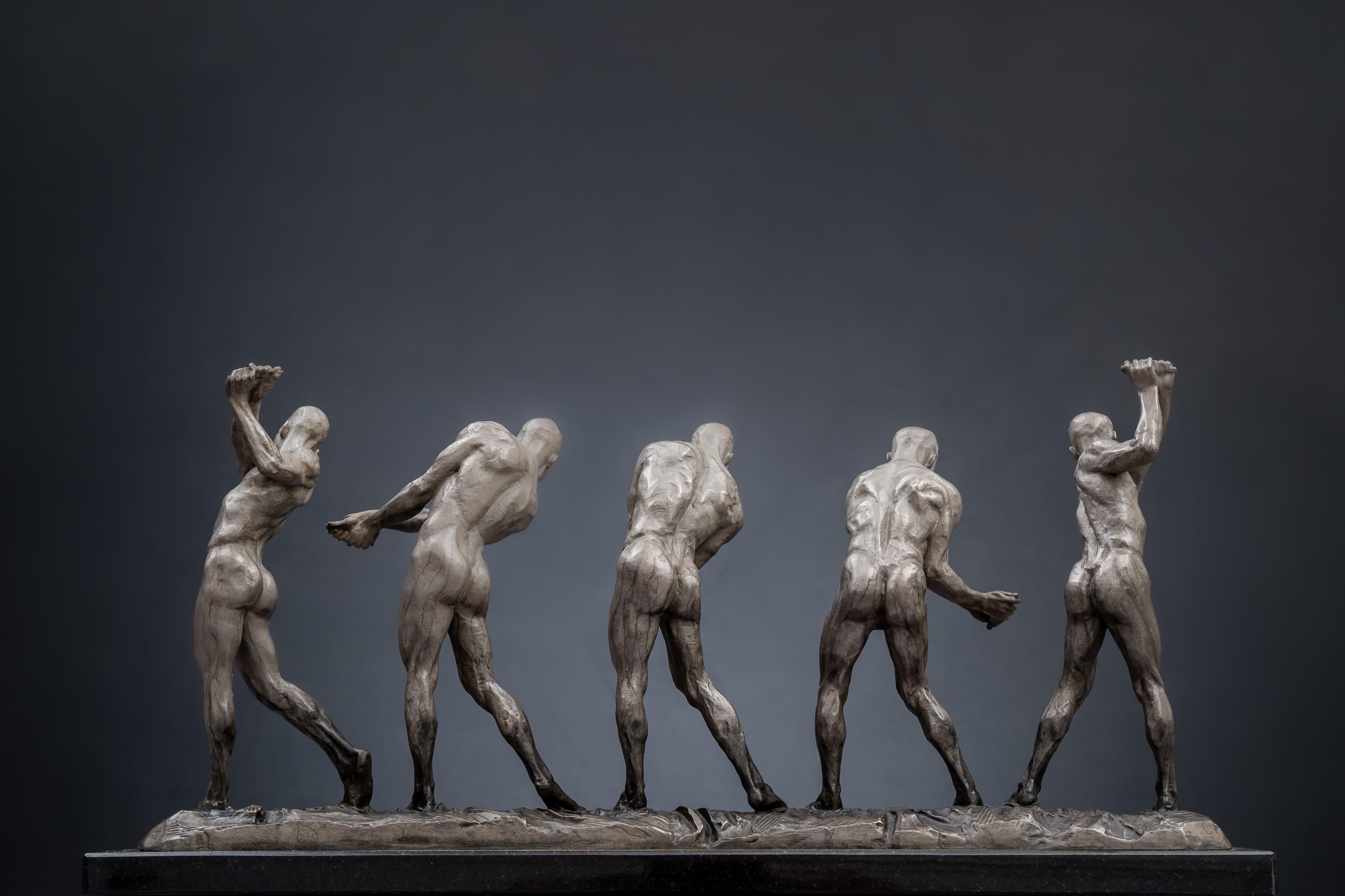 Anatomia del Golf I-V, Atelier A, Platinum - Figurative Sculpture Oro di Richard MacDonald