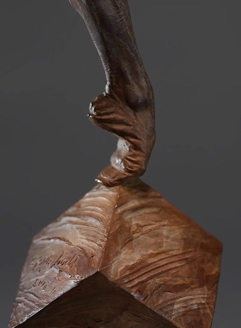 Blind Courage, Atelier - Gold Figurative Sculpture by Richard MacDonald