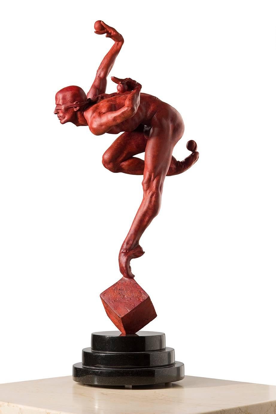 Figurative Sculpture Richard MacDonald - Faith aveugle, Atelier, rouge