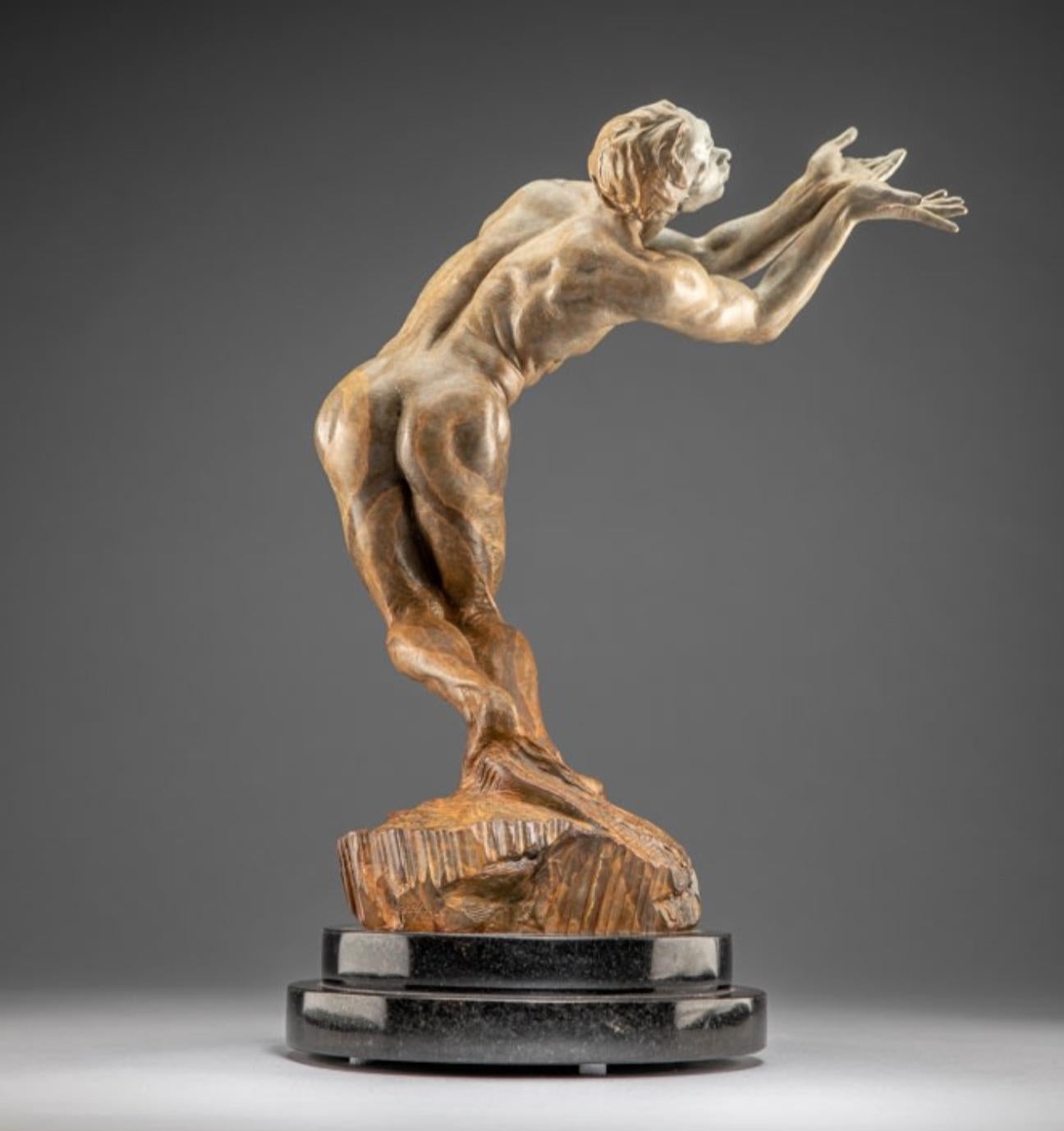 In Butterfly, Atelier the gesture has a powerful, yet sensitive, conviction of universality, which places it amongst Richard MacDonald’s most distinctive and original works of art. The Baroque spiral of the body and constant motion rises out of