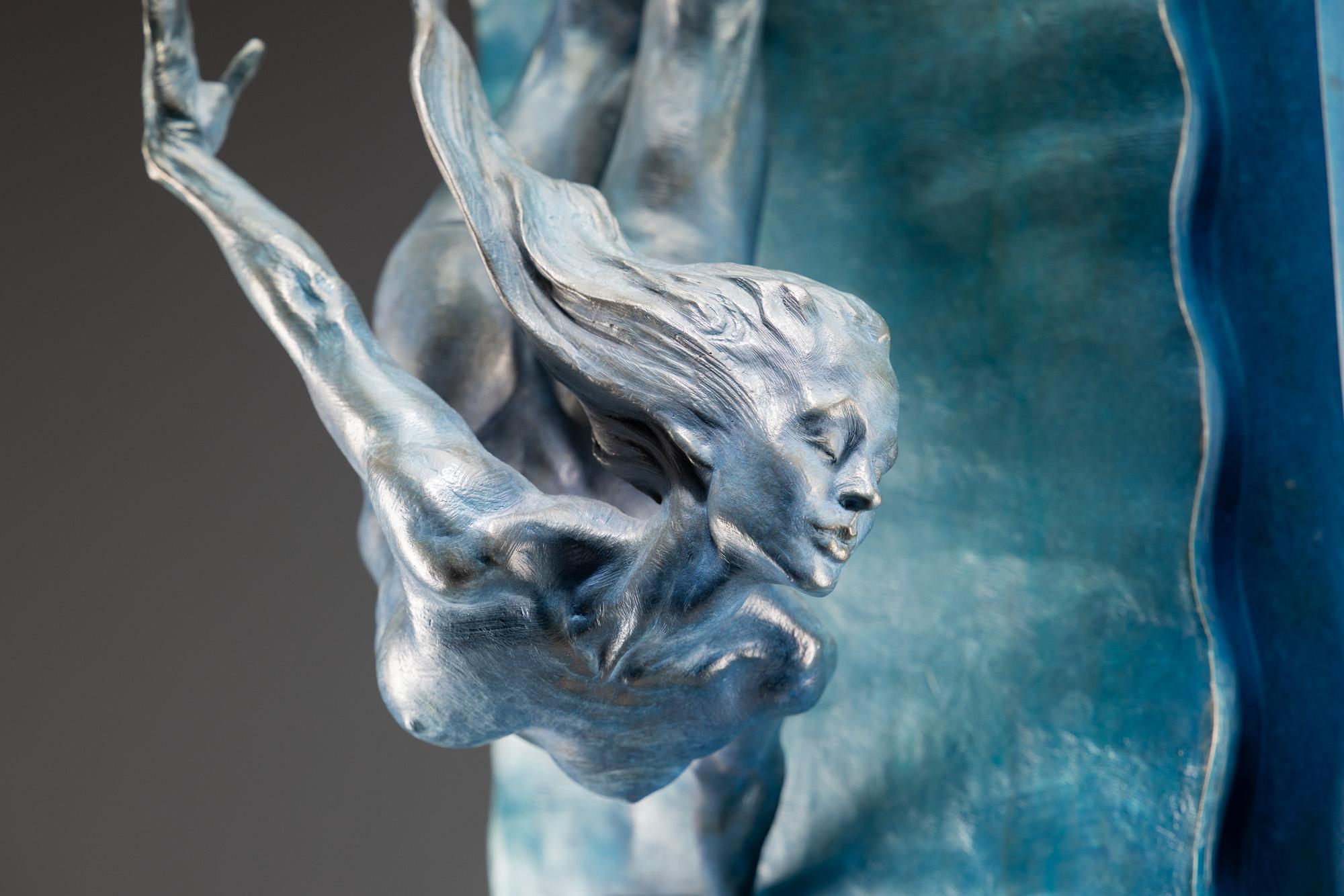 Dancing Waters, Column, Stainless Steel - Sculpture by Richard MacDonald