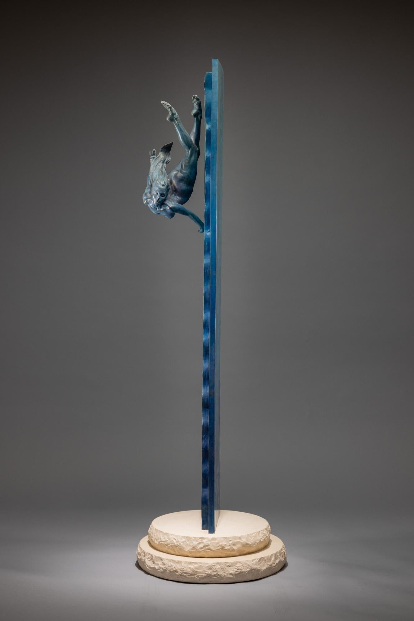 Dancing Waters, Column, Stainless Steel - Black Figurative Sculpture by Richard MacDonald