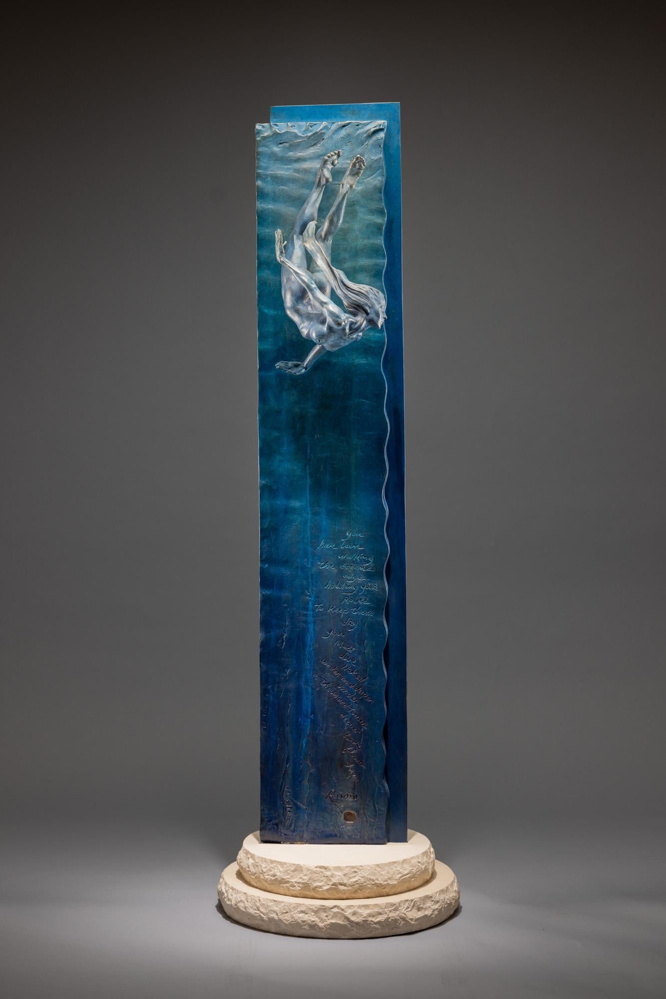 Richard MacDonald Figurative Sculpture - Dancing Waters, Column, Stainless Steel
