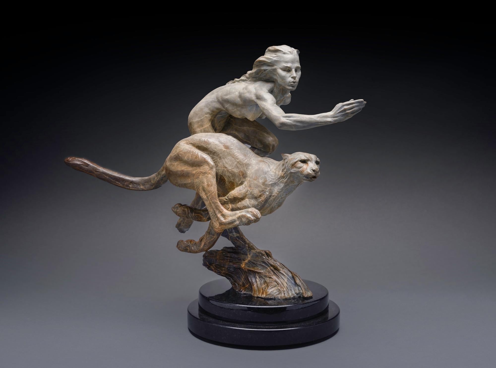 Diana y el guepardo, Atelier A - Sculpture de Richard MacDonald