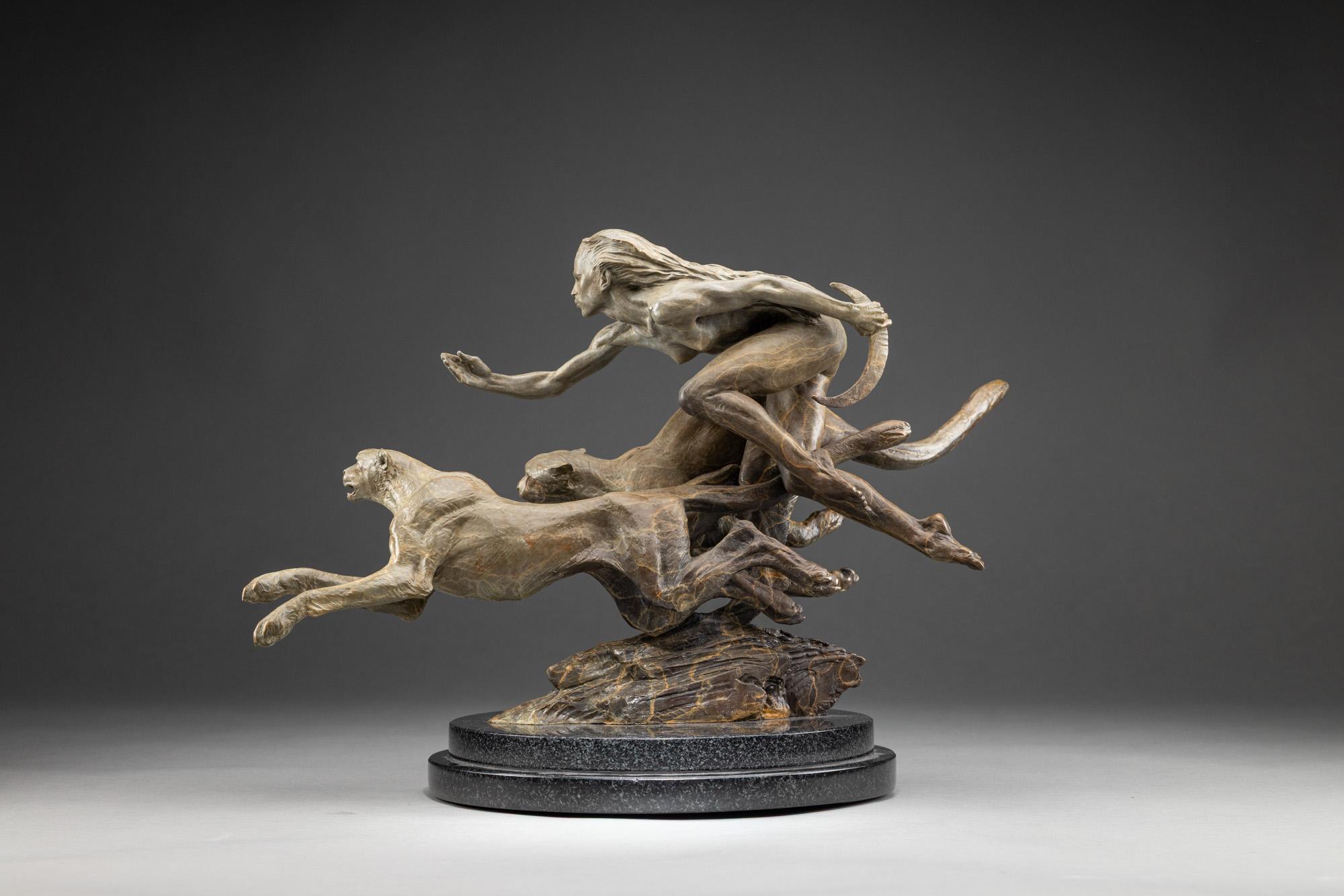 Diana e i ghepardi in corsa, Atelier A - Sculpture di Richard MacDonald