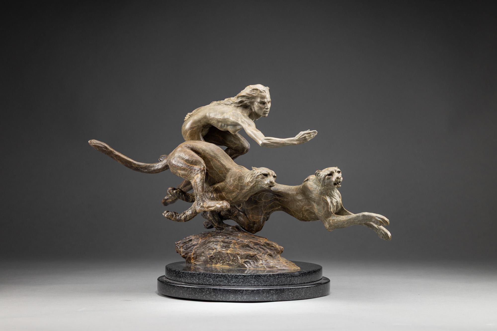 Figurative Sculpture di Richard MacDonald - Diana e i ghepardi in corsa, Atelier A