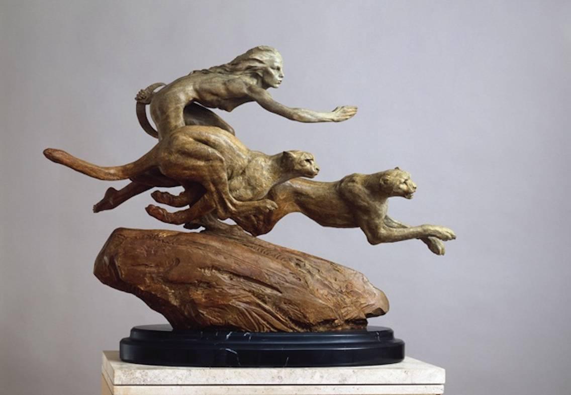 Richard MacDonald Figurative Sculpture - Diana and the Coursing Cheetahs