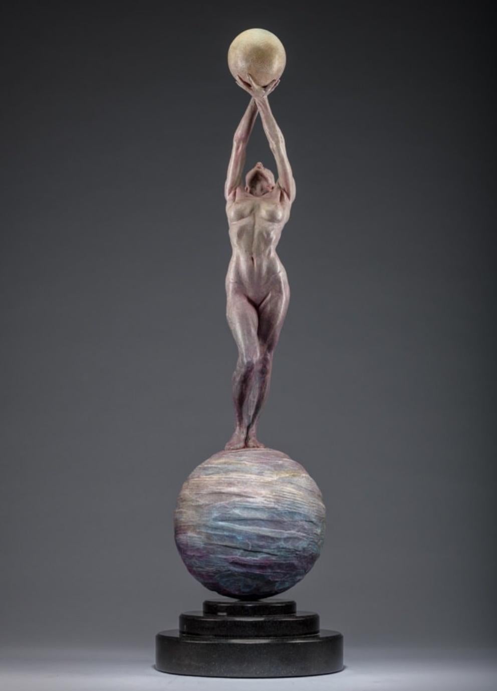 Richard MacDonald was inspired by the goddess of Ancient Greek mythology, Diana, a huntress who combines feminine grace with confidence and wisdom.  As a modern symbol of femininity, Diana Earth & Moon stands on a sphere representing the earth as
