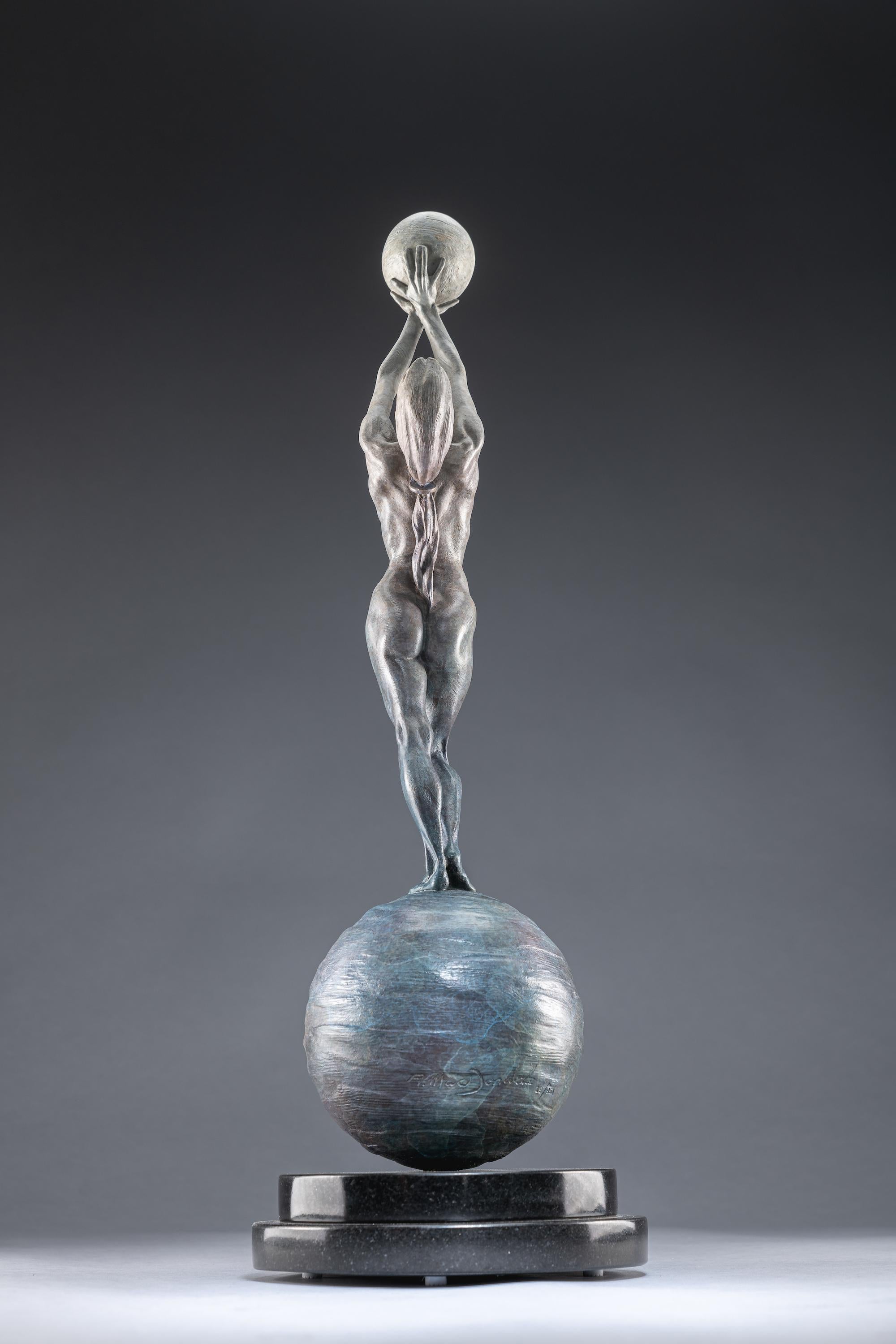 Diana Earth & Moon, Atelier - Gold Figurative Sculpture by Richard MacDonald