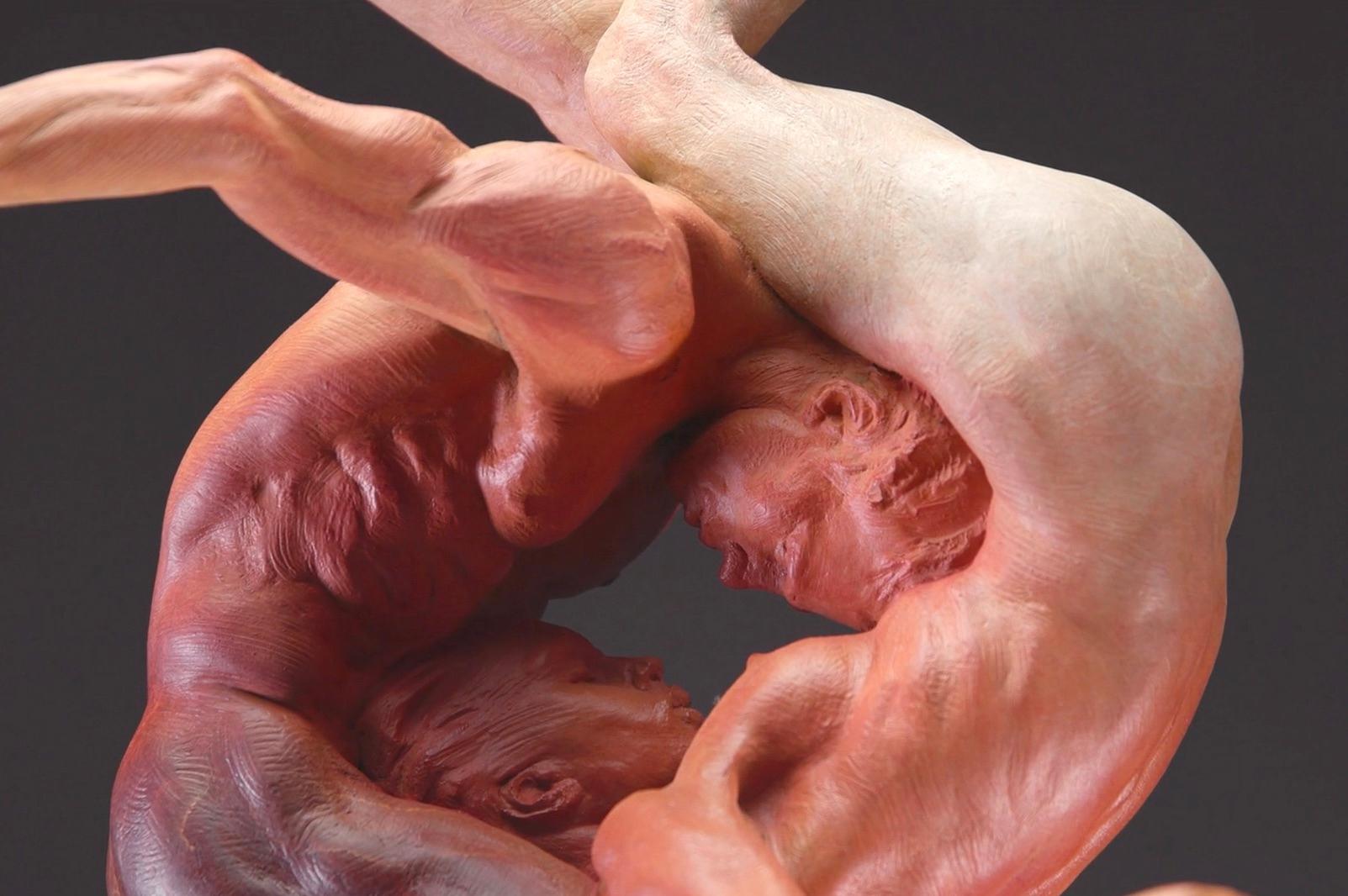 Die Dualität, Säule des dritten Lebens, rot – Sculpture von Richard MacDonald