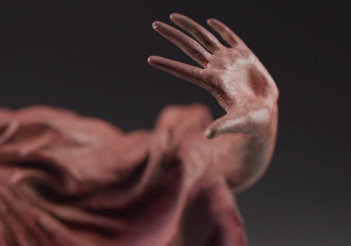 Jacques, Atelier, Red - Gold Figurative Sculpture by Richard MacDonald