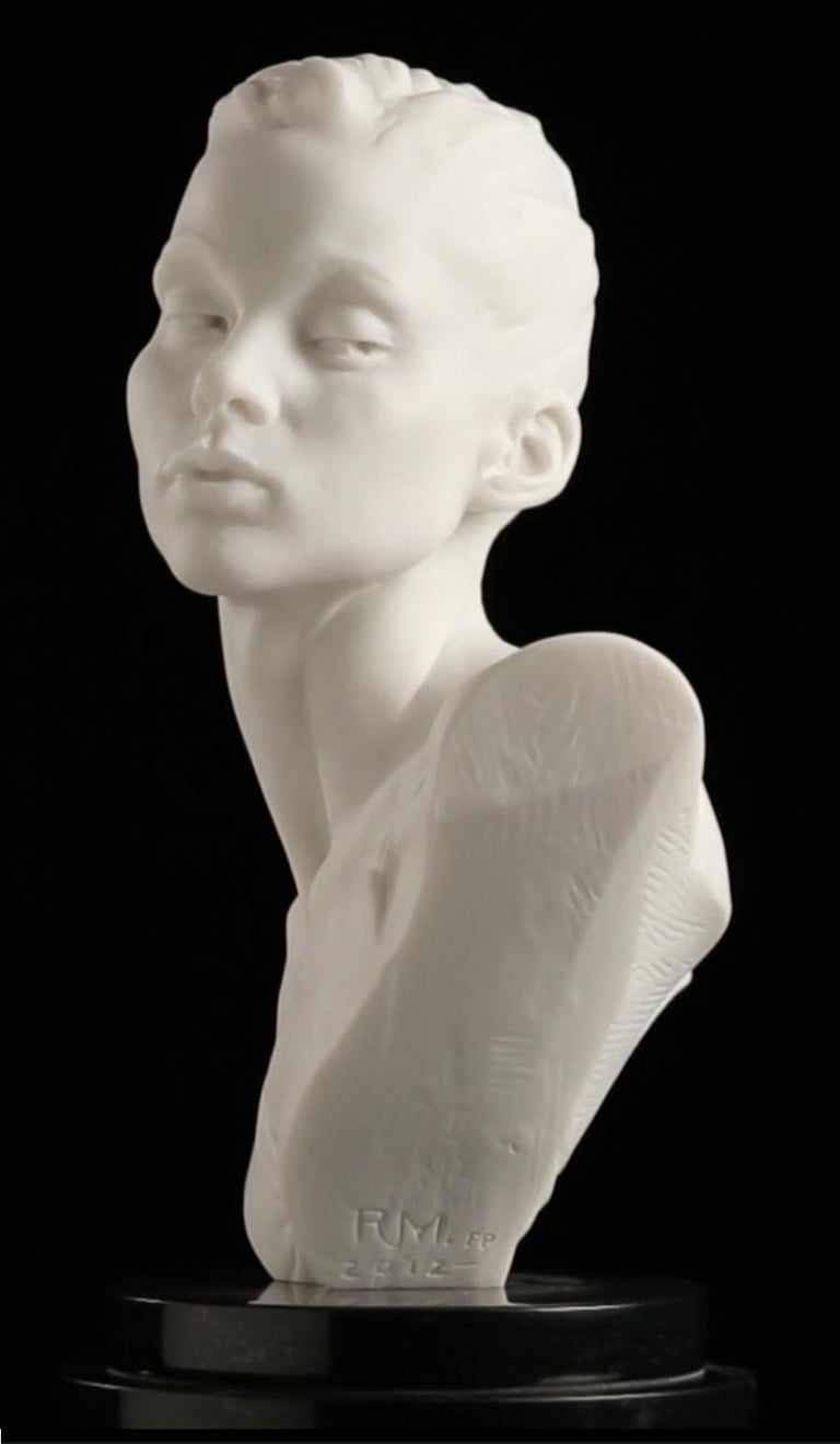 Katherine Bust, Marble Dust - Black Figurative Sculpture by Richard MacDonald