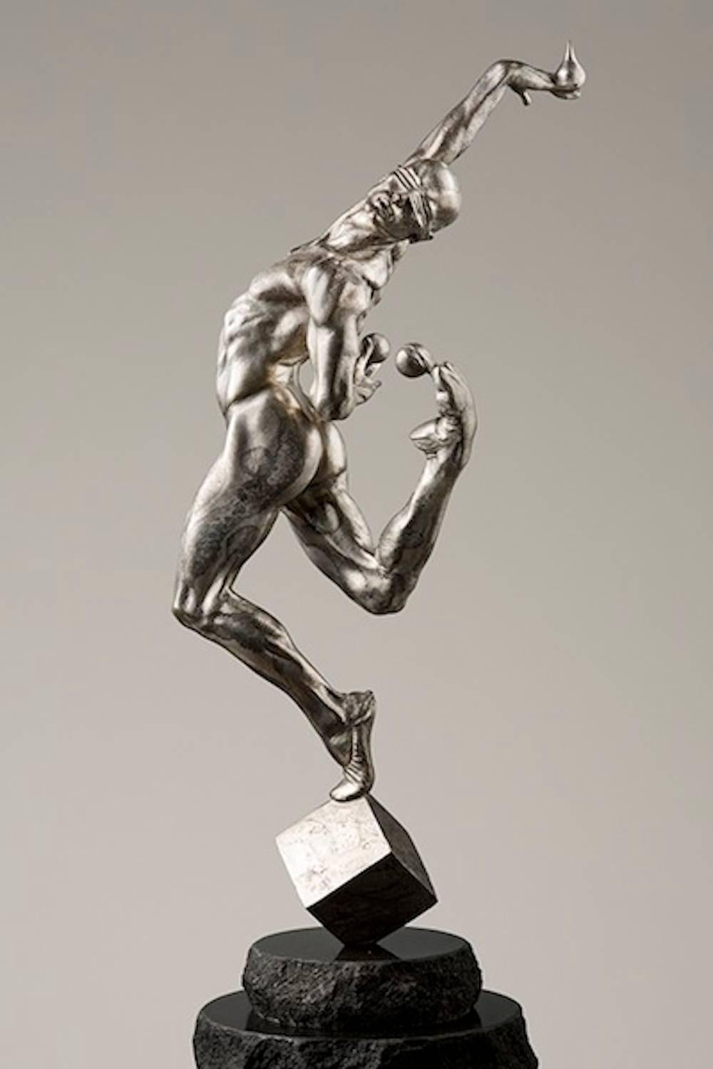 Figurative Sculpture Richard MacDonald - Leap of Faith, Atelier, Platine, Édition spéciale d'une goutte