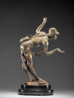 Pioggia, scultura in bronzo di mimo dell'Atelier A, Figurativa, anni 2000, senza cornice