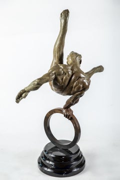 Vintage Richard MacDonald Gymnast Flair 1/2 life Fine Art Bronze Sculpture Figurative