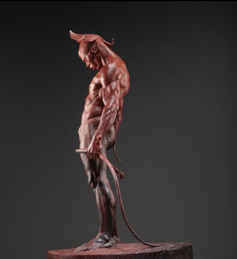 Le gardien rouge, Atelier - Contemporain Sculpture par Richard MacDonald