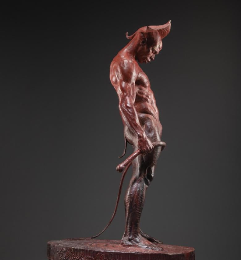 The Guardian Red, Atelier - Gold Figurative Sculpture by Richard MacDonald