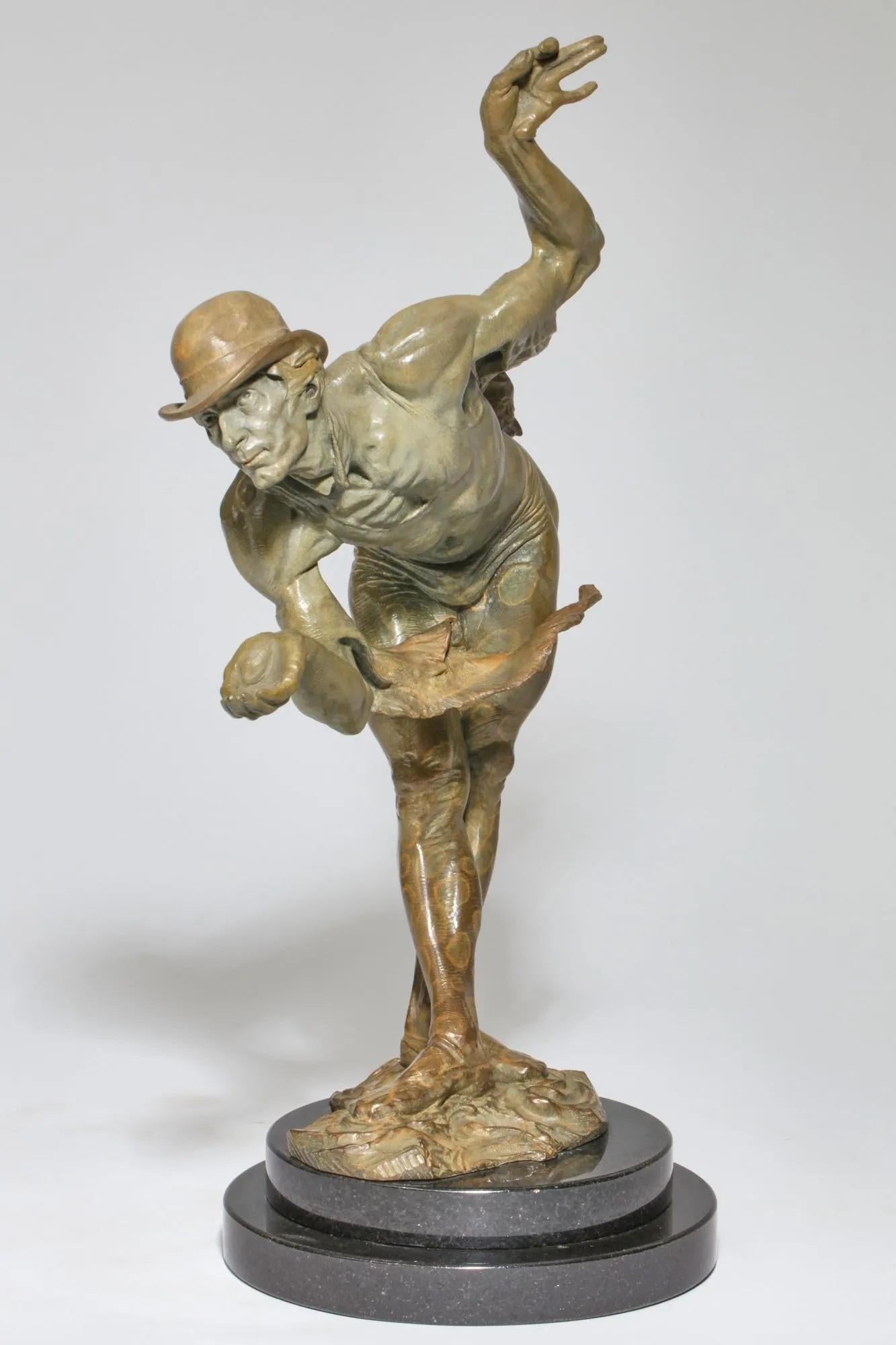 Richard MacDonald bronze sculpture of a Shadow Puppeteer.