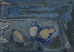 Richard Mandin, Still Life With Bowl And Fruits, Oil on Paper, Circa 1960