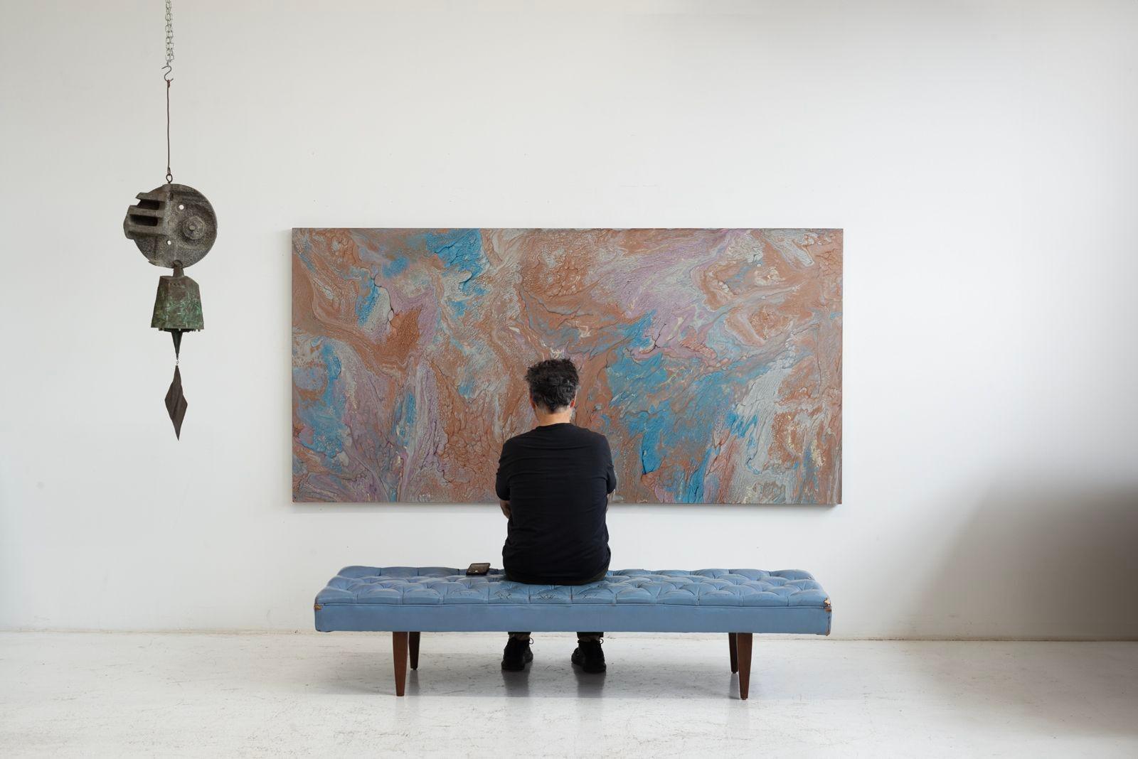 Moderne Peinture psychédélique monumentale de Richard Mann 1975 en vente