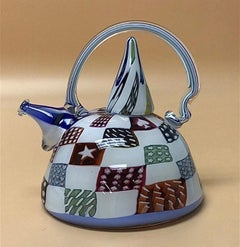 Richard Marquis Studio Glass Patchwork Murrine Teekanne vom Künstler signiert und datiert