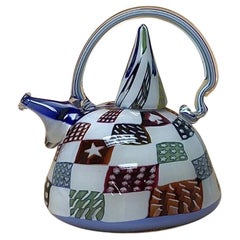 Richard Marquis Studio Glass Patchwork Murrine Teapot Signed and Dated by Artist